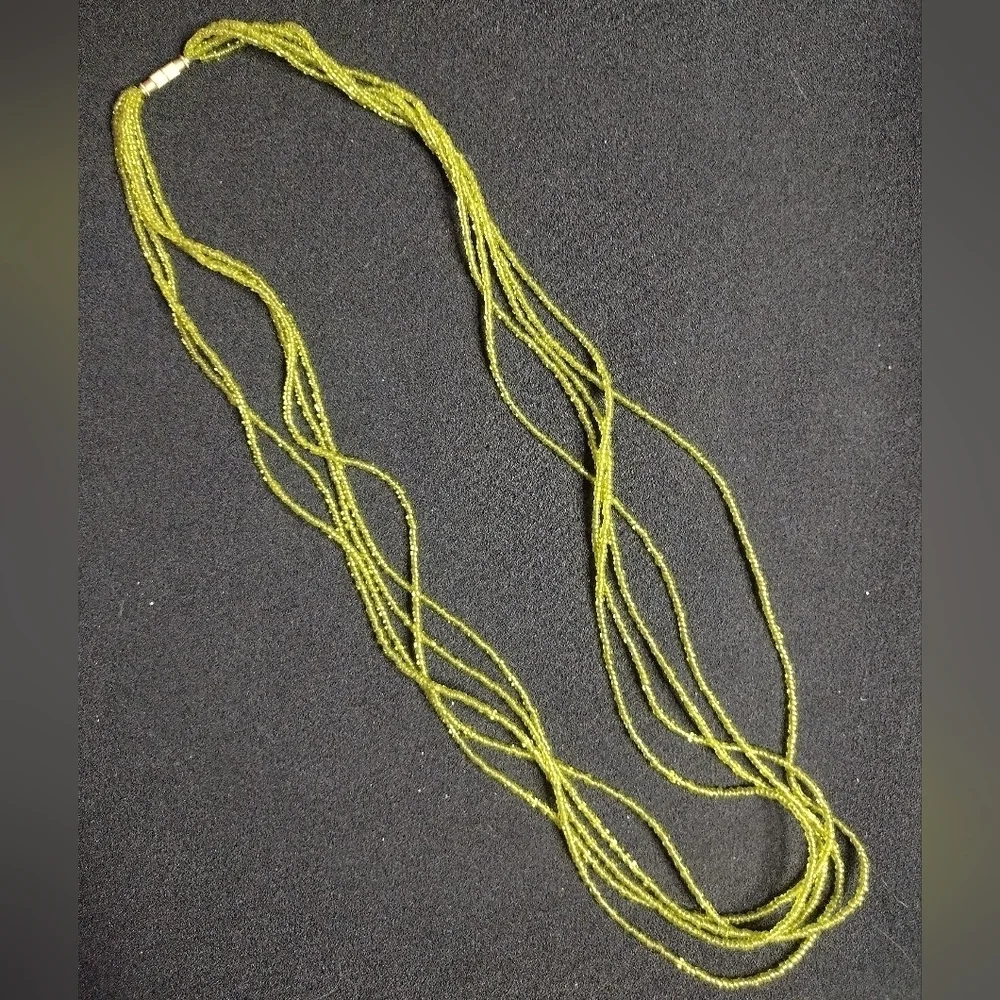 Vintage Multi strand Moss Green Beaded Necklace
